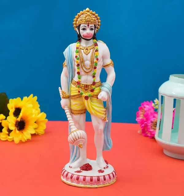 Polyresin_Lord_Hanuman_Ji_Idol_Bajrangbali_In_Standing_Position_With_Gada_Balaji_Ji_Ki_Murti_For_Home_Car_Dashboard_Office_Temple_Pooja_Decor_Figurine_Showpiece_Size_10_X_3_5_Inch