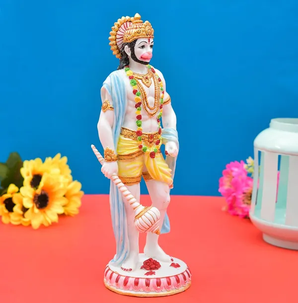 Polyresin_Lord_Hanuman_Ji_Idol_Bajrangbali_In_Standing_Position_With_Gada_Balaji_Ji_Ki_Murti_For_Home_Car_Dashboard_Office_Temple_Pooja_Decor_Figurine_Showpiece_Size_10_X_3_5_Inch