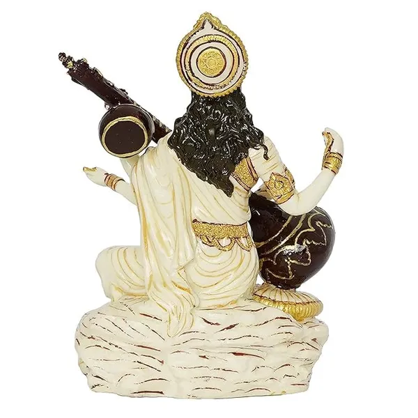 Marble_Dust_Saraswati_Idol_For_Home_Puja_I_Veena_I_Sarasvati_Statue_I_Living_Room_I_Guest_Room_I_Office_Table_I_Showpiece_I_Gifts_I_Home_Decor_I_Pooja_Room_6Inch_White