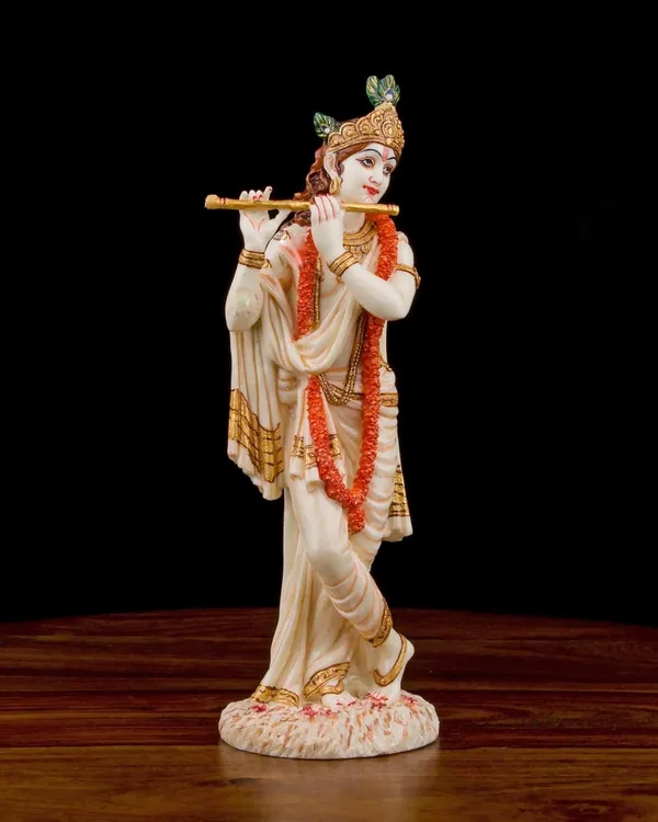 Krishna_Adventure_Statue_Hindu_God_Of_Love_And_Divine_Joy_Sculpture_In_Premium_White_Marble_Finish_10_Inch_Collectible_Figurine_10_Inch