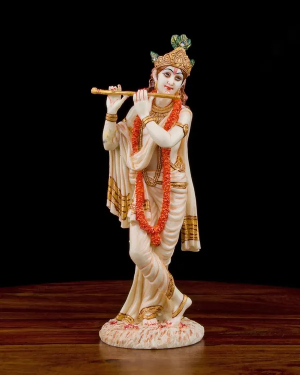 Krishna_Adventure_Statue_Hindu_God_Of_Love_And_Divine_Joy_Sculpture_In_Premium_White_Marble_Finish_10_Inch_Collectible_Figurine_10_Inch