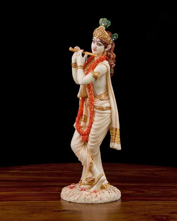 Krishna_Adventure_Statue_Hindu_God_Of_Love_And_Divine_Joy_Sculpture_In_Premium_White_Marble_Finish_10_Inch_Collectible_Figurine_10_Inch