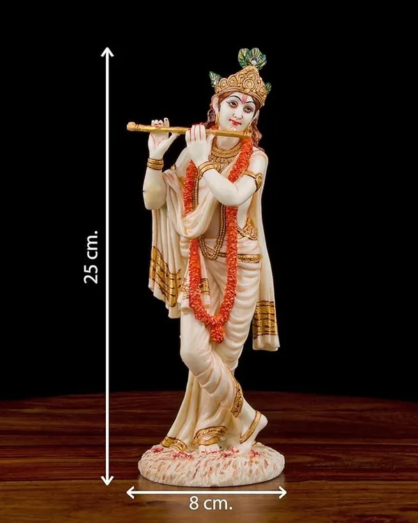 Krishna_Adventure_Statue_Hindu_God_Of_Love_And_Divine_Joy_Sculpture_In_Premium_White_Marble_Finish_10_Inch_Collectible_Figurine_10_Inch