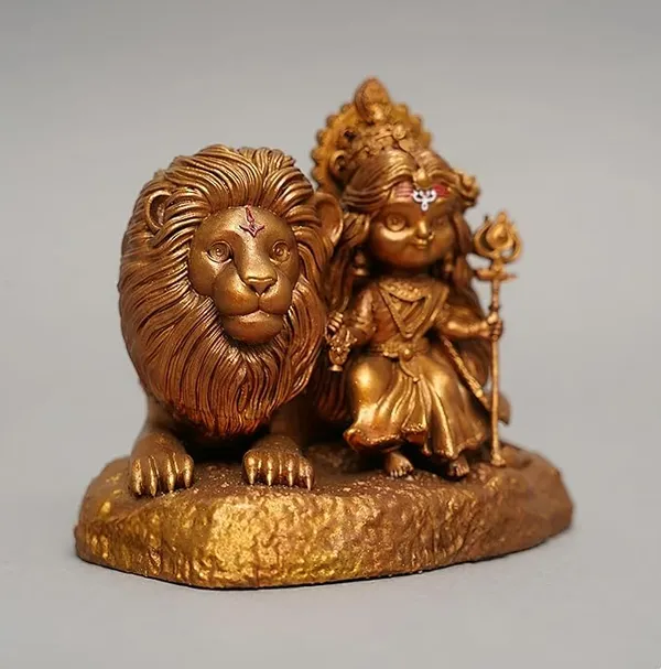 Baal_Durga_Maa_With_Lion_Devi_Durga_Idol_Navratri_Mata_Rani_Car_Dashboard_Idol_Gold_White_Black