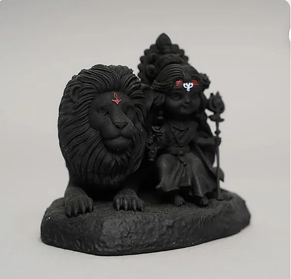 Baal_Durga_Maa_With_Lion_Devi_Durga_Idol_Navratri_Mata_Rani_Car_Dashboard_Idol_Gold_White_Black