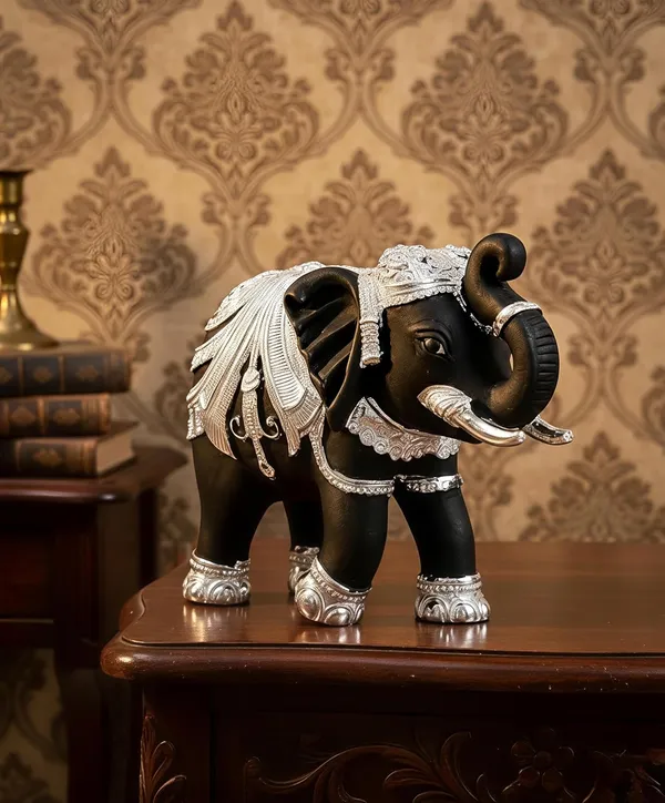 Premium_Royal_Black_And_Silver_Polyresin_Elephant_Figurine_3X3_Inches_Decorative_Elephant_Statue_For_Home_Decor_Office_Gifting