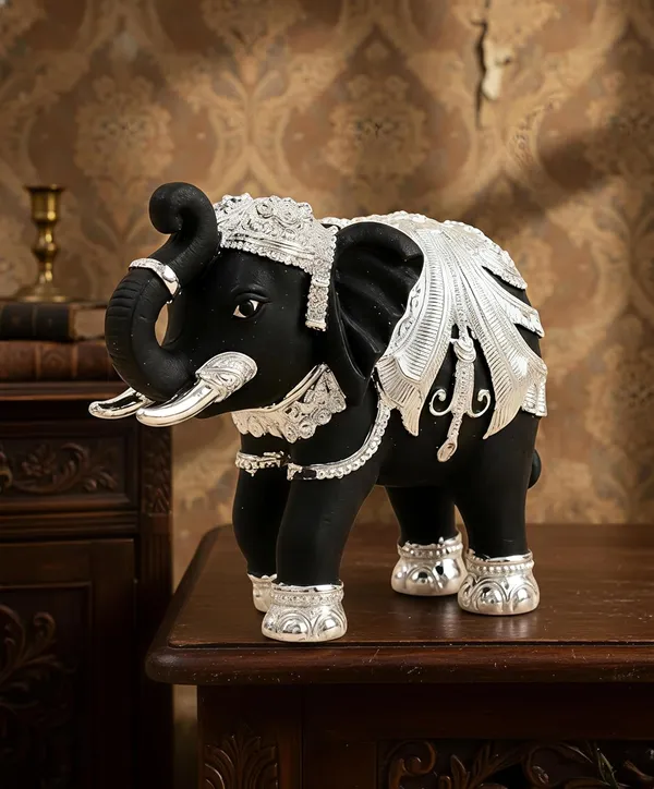 Premium_Royal_Black_And_Silver_Polyresin_Elephant_Figurine_3X3_Inches_Decorative_Elephant_Statue_For_Home_Decor_Office_Gifting
