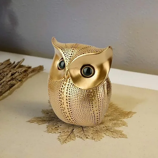 Golden_Owl_Showpiece_–_Handcrafted_Modern_Resin_Art_Figurine_for_Home_Décor,_Lucky_Owl_Decorative_Statue,_Elegant_Gift_&_Living_Room_Accent_(1_Piece,_Gold_Finish)