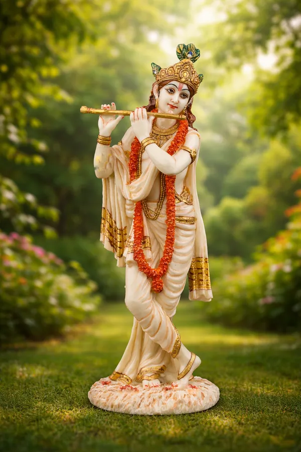 Krishna_Adventure_Statue_Hindu_God_Of_Love_And_Divine_Joy_Sculpture_In_Premium_White_Marble_Finish_10_Inch_Collectible_Figurine_10_Inch
