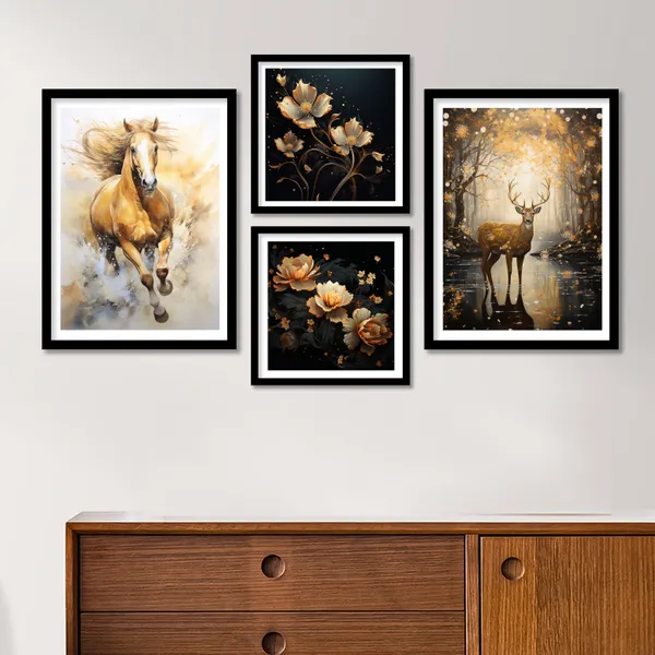 Golden_Horse_And_Swamp_Deer_Art