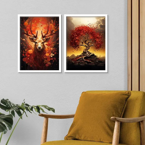 Red_Swamp_Deer_With_Tree_Wall_Art