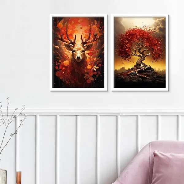 Red_Swamp_Deer_With_Tree_Wall_Art