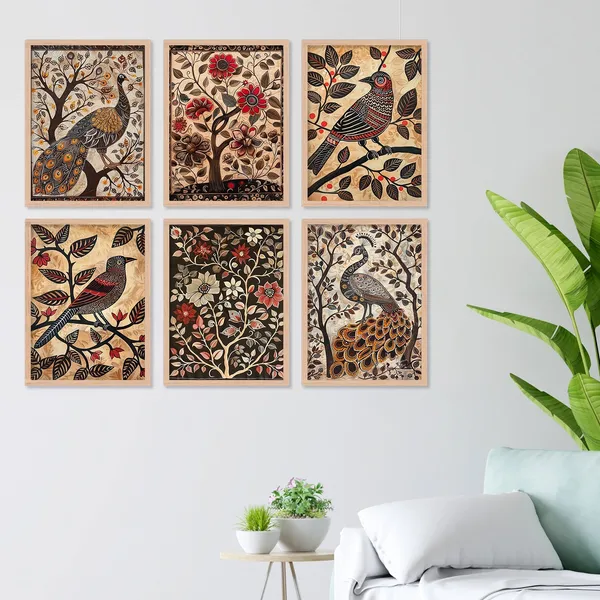 Brown_Flower_Peacock_And_Bird_Art