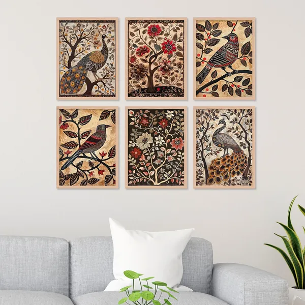 Brown_Flower_Peacock_And_Bird_Art