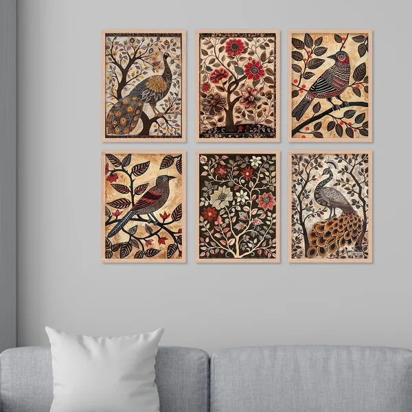 Brown_Flower_Peacock_And_Bird_Art