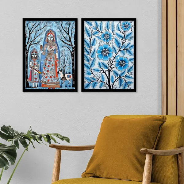Flower_Printed_Madhubani_Framed_Wall_Painting