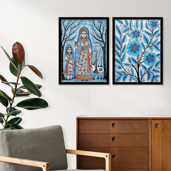Flower_Printed_Madhubani_Framed_Wall_Painting