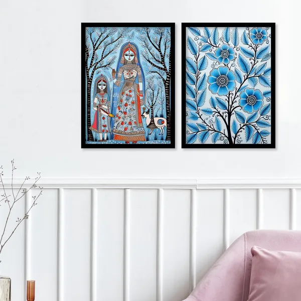 Flower_Printed_Madhubani_Framed_Wall_Painting