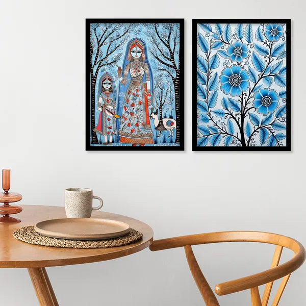 Flower_Printed_Madhubani_Framed_Wall_Painting