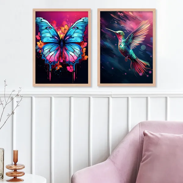 Flower_With_Sparrow_And_Butterfly