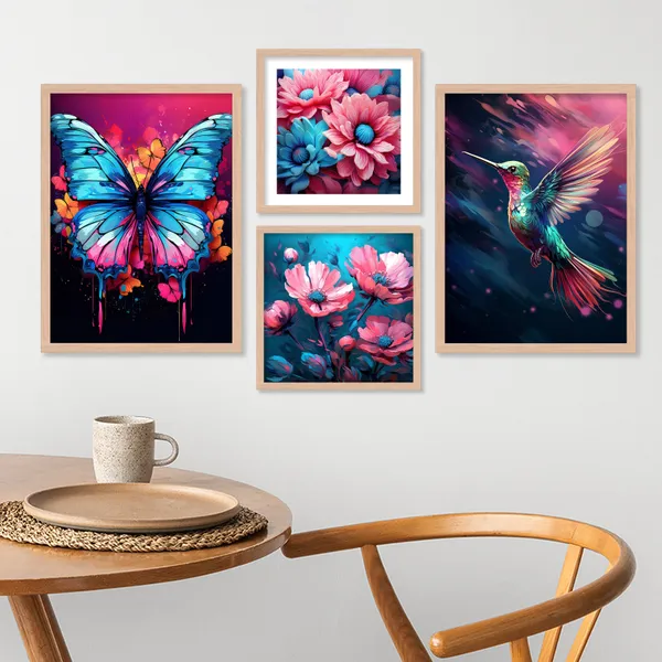 Flower_With_Sparrow_And_Butterfly