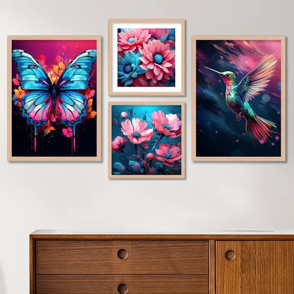 Flower_With_Sparrow_And_Butterfly