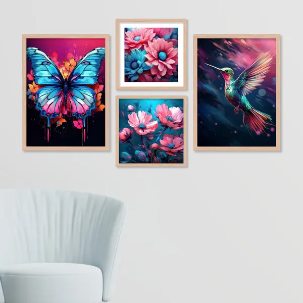 Flower_With_Sparrow_And_Butterfly