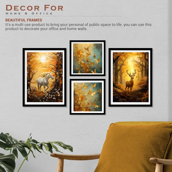 Golden_Butterfly_Horse_And_Deer_Wall_Art