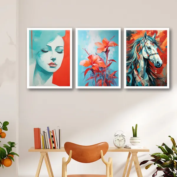 Lady_Face_Horse_And_Flower_Art_Wall_Painting