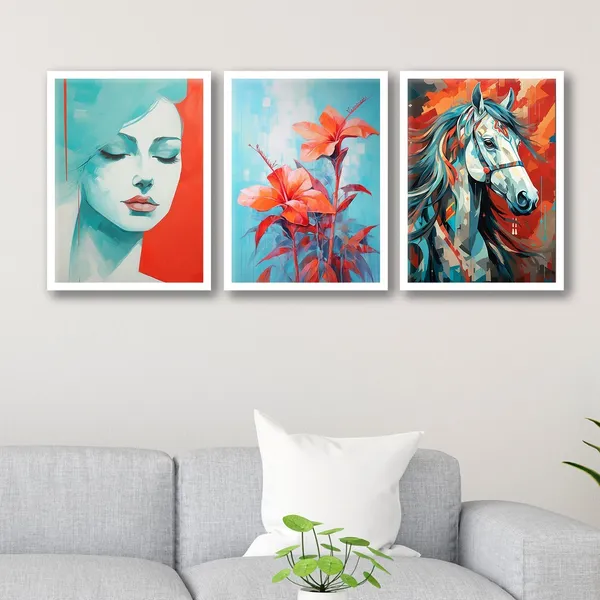 Lady_Face_Horse_And_Flower_Art_Wall_Painting