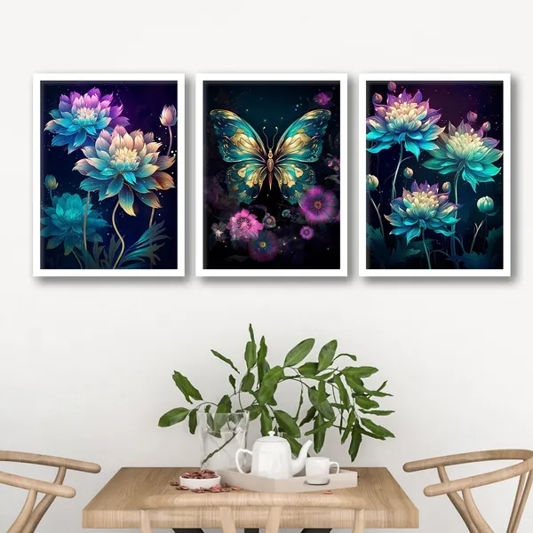 Shining_Butterfly_And_Flower_Wall_Art