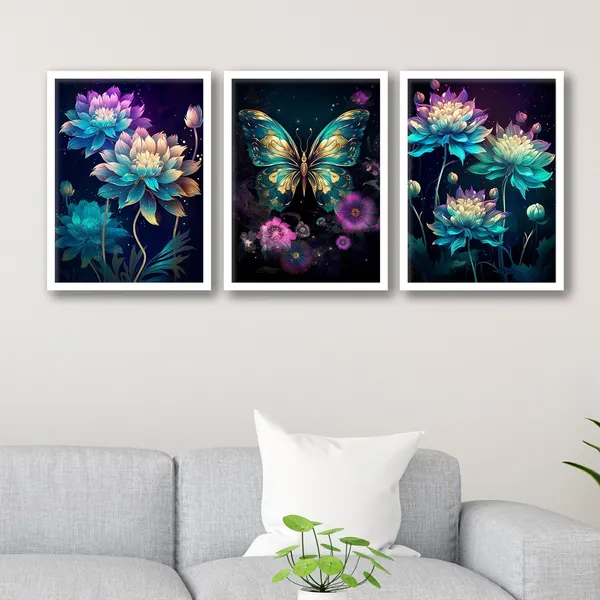 Shining_Butterfly_And_Flower_Wall_Art