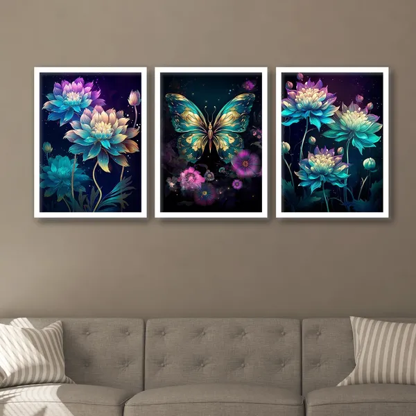 Shining_Butterfly_And_Flower_Wall_Art