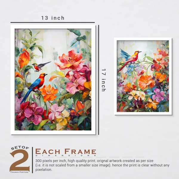 New_Rainbow_Colour_Flower_And_Bird_Art