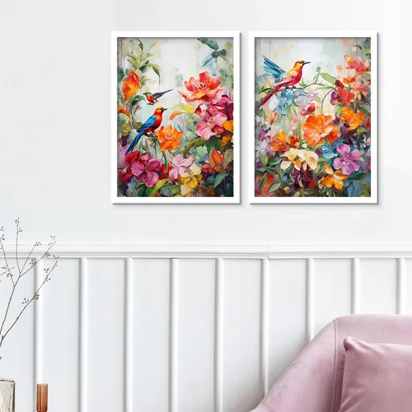 New_Rainbow_Colour_Flower_And_Bird_Art