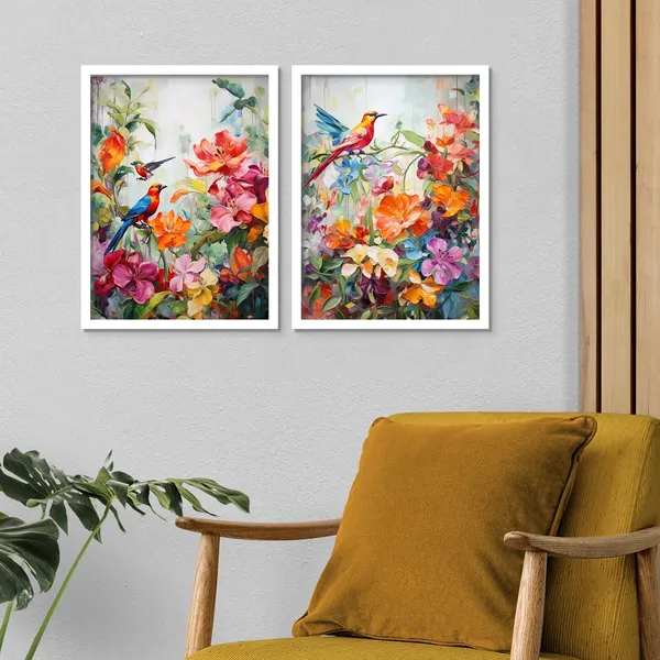 New_Rainbow_Colour_Flower_And_Bird_Art