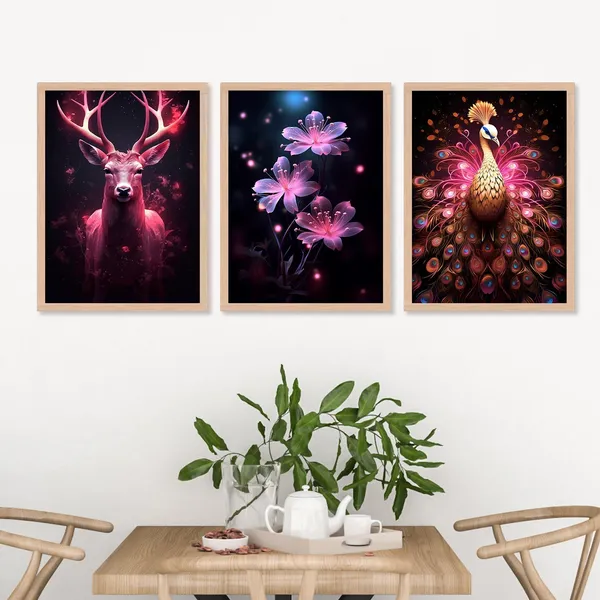 New_Shining_Peacock_Flower_And_Swamp_Deer