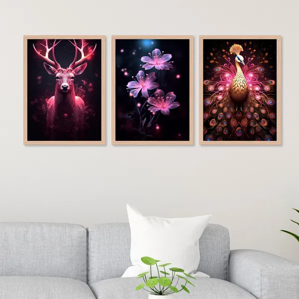 New_Shining_Peacock_Flower_And_Swamp_Deer