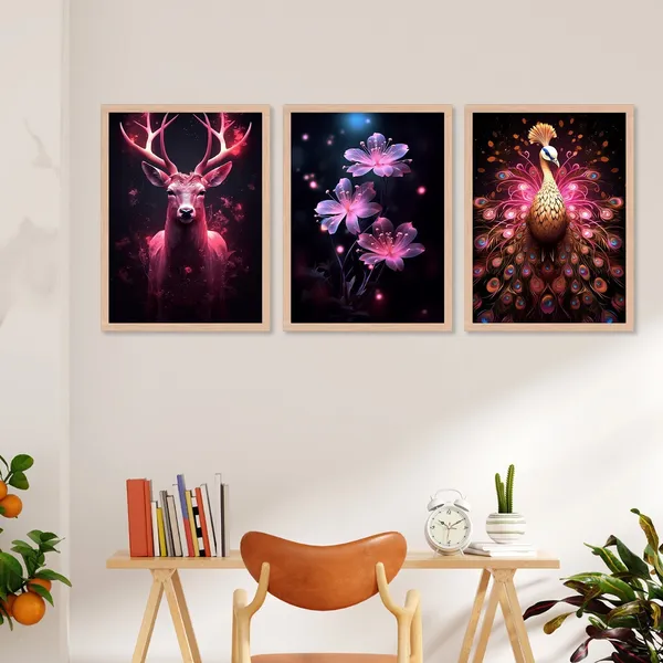 New_Shining_Peacock_Flower_And_Swamp_Deer