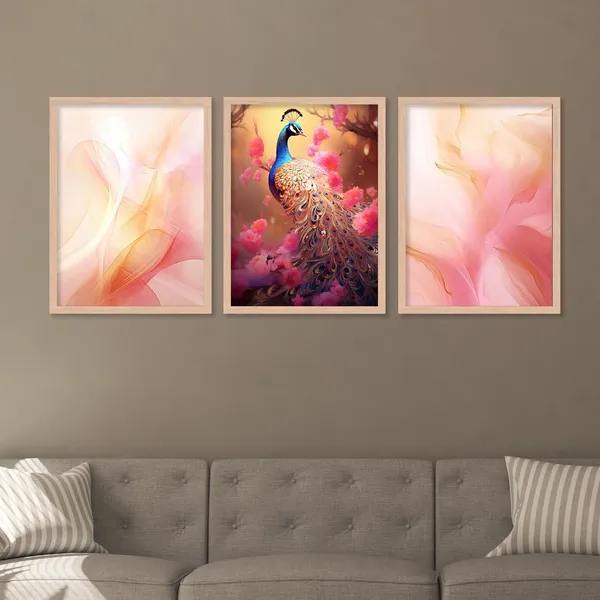 Pink_Colour_Shade_And_Peacock_Wall_Art