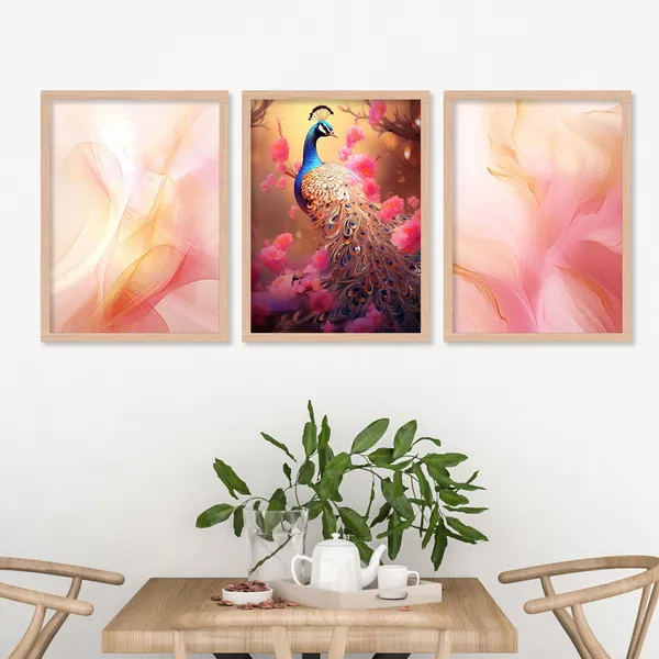 Pink_Colour_Shade_And_Peacock_Wall_Art