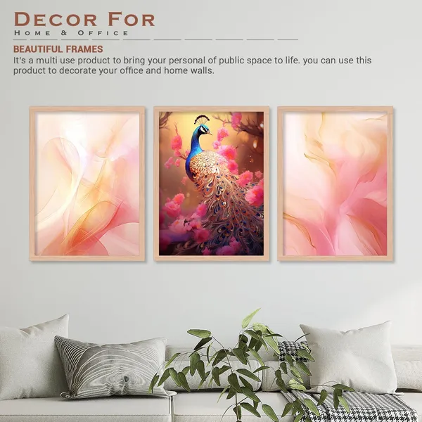 Pink_Colour_Shade_And_Peacock_Wall_Art