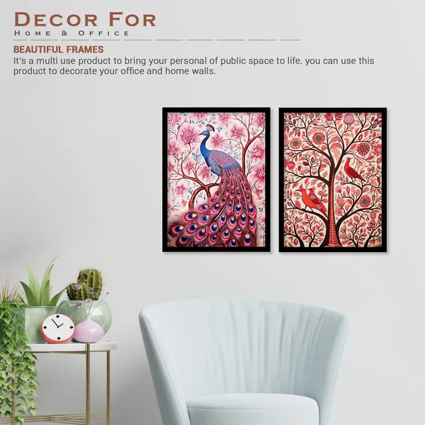 Peacock_Madhubani_Framed