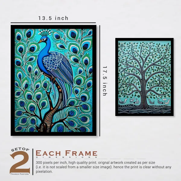 Peacock_Madhubani_Framed