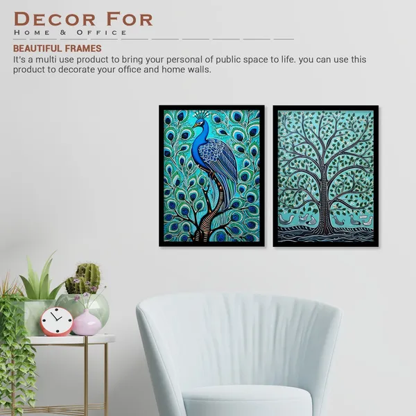 Peacock_Madhubani_Framed