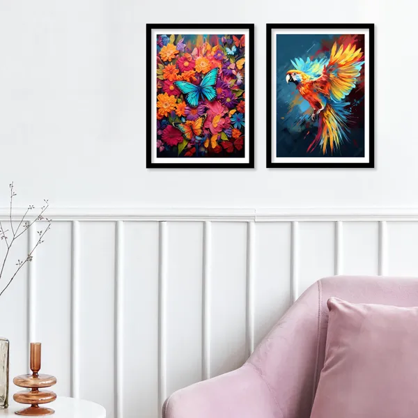 Rainbow_Colour_Butterfly_And_Bird_Wall_Art