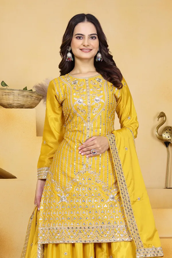 Yellow_Embroidered_Kurti_Sharara_Set_With_Dupatta