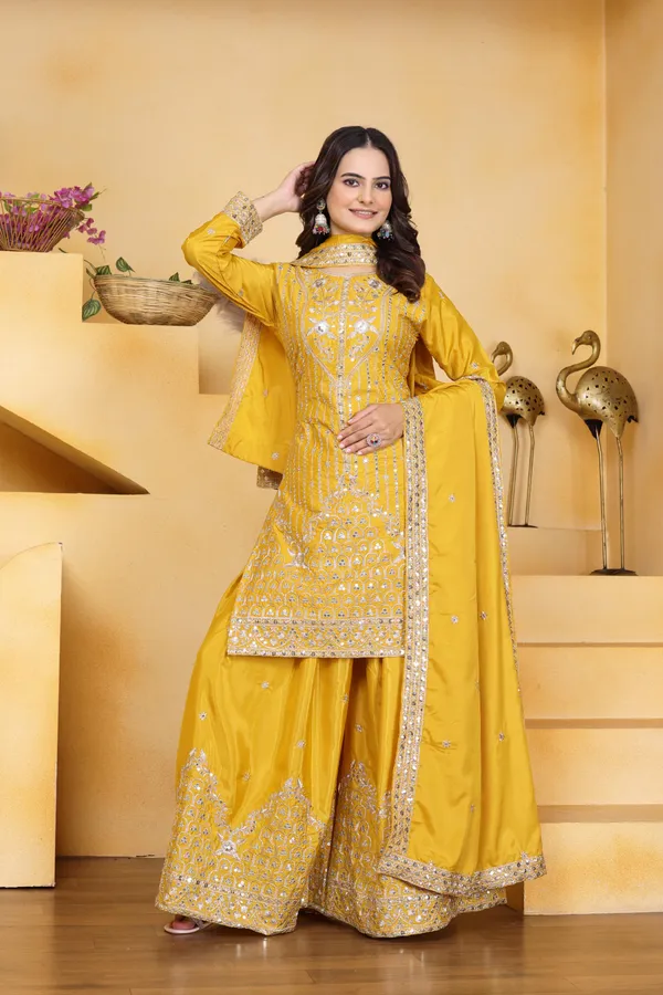 Yellow_Embroidered_Kurti_Sharara_Set_With_Dupatta