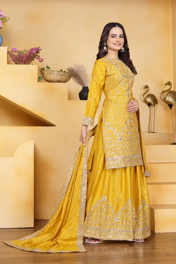 Yellow_Embroidered_Kurti_Sharara_Set_With_Dupatta