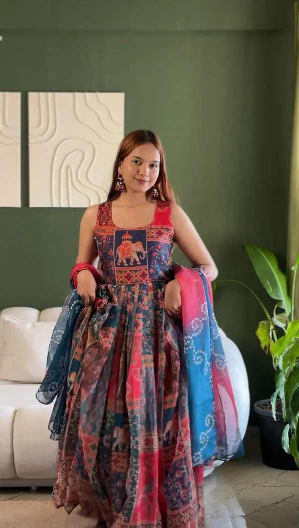 Multicolor_Stylish_Traditional_Print_Anarkali_Dress_With_Dupatta
